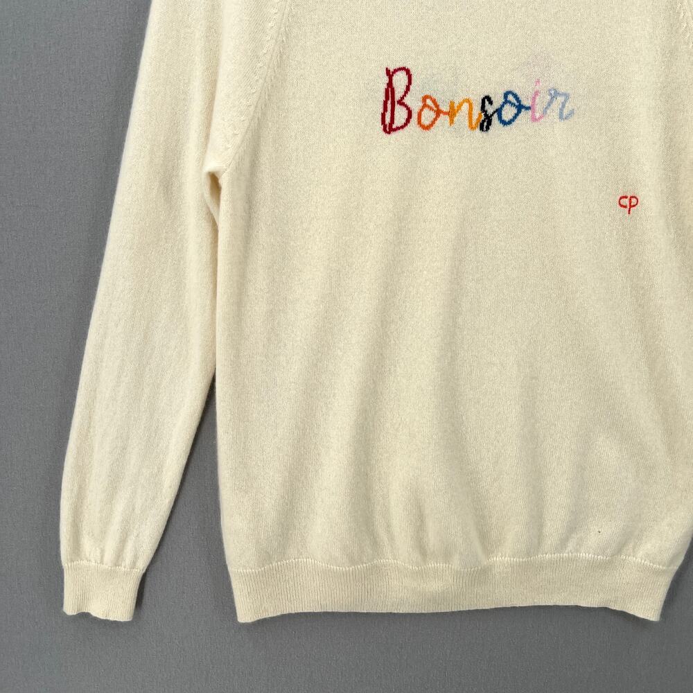 CHINTI AND PARKER Bonjour Cashmere Sweater Womens Large Cream Crew Neck FLAWED - Picture 9 of 16